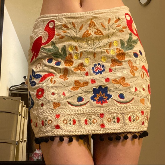 Umgee Embroidered Bird Skirt - Picture 2 of 9